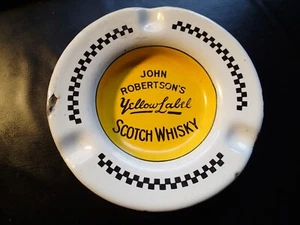 John Robertson's Yellow Label Scotch Whisky Porcelain Enamel Ash Tray ENGLAND - Picture 1 of 3