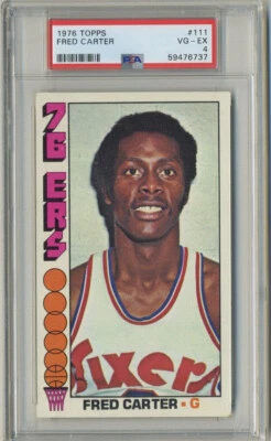 1976 Topps #111 Fred Carter PSA 4 76ers Basketball Tall Boy Free Shipping! - Image 1 of 2