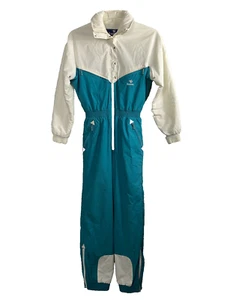 VTG Womens Retro Snowsuit Mossant Paris ski suit size 36 US 6 S Hooded Zip - Picture 1 of 12