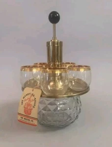 NEW Vintage 1970s Merry-Go-Round Revolving Bar Decanter, Tray & 5 Glasses In Box - Picture 1 of 8