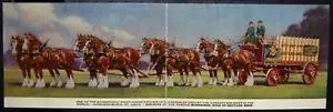 1933 cartolina piegata inutilizzata, Budweiser. Anheuser Busch St. Louis MO Clydesdales - Foto 1 di 3