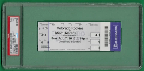 ICHIRO 3,000 HIT FULL TICKET PSA 9 / POP 15 2016 ROCKIES VS. MARLINS Cover