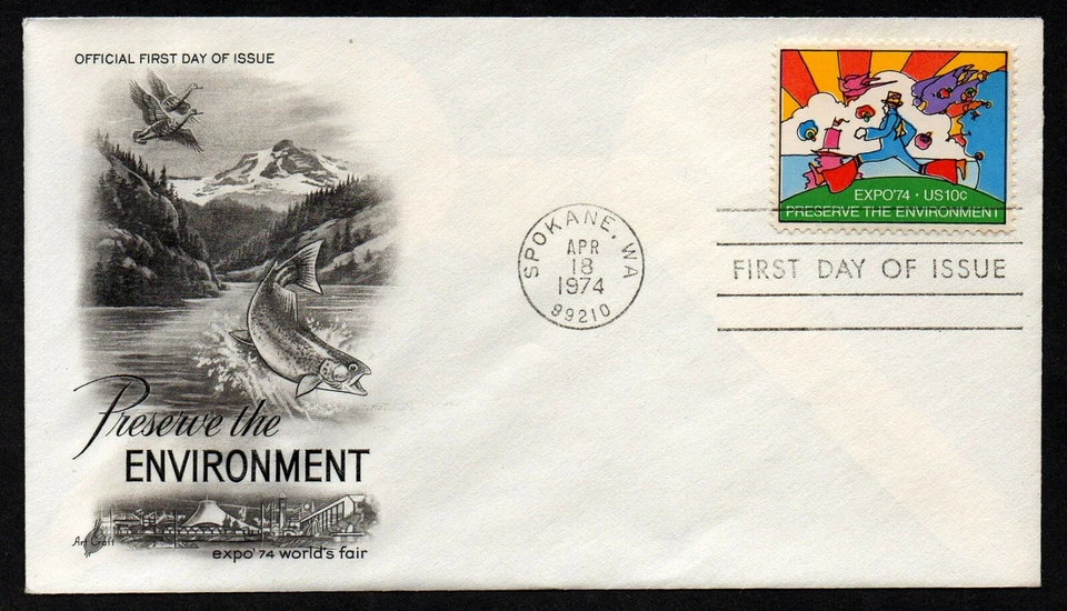 USA, SCOTT # 1527, ARTCRAFT FDC COVER 1974 PRESERVE THE ENVIRONMENT, EXPO '74 - Image 1 of 1