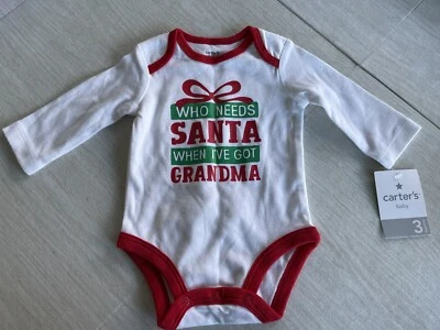 Carter’s Infant Unisex Size 3 Months Holiday “Grandma” One Piece NWT - Image 1 of 4