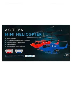 ACTIVA 2 Pack 2.0 Channel Remote Control Mini Helicopters Red & Blue NEW - Picture 1 of 10