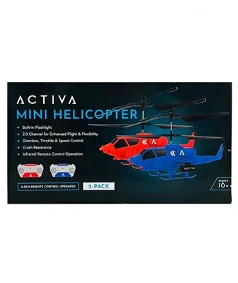ACTIVA 2 Pack 2.0 Channel Remote Control Mini Helicopters Red & Blue NEW - Image 1 of 4