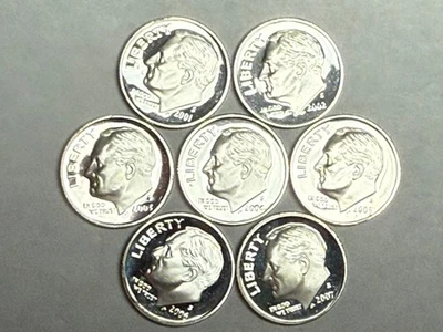 7 精制罗斯福银币。 2001 2002 2003 2004 2005 2006 年 2007 年 #nr — 第 1/2 张图片
