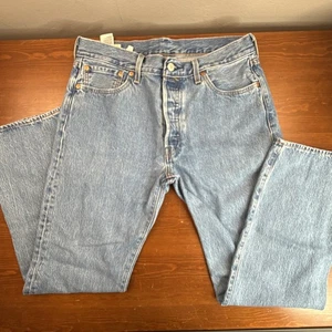 Levi's 501 Button Fly Jeans for Men, Light Blue 34x32 - Picture 1 of 13