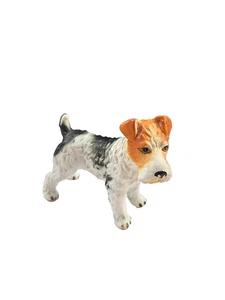 Estatuilla de perro Fox Terrier de alambre de colección porcelana bisque 3" H x 4" L - Imagen 1 de 11