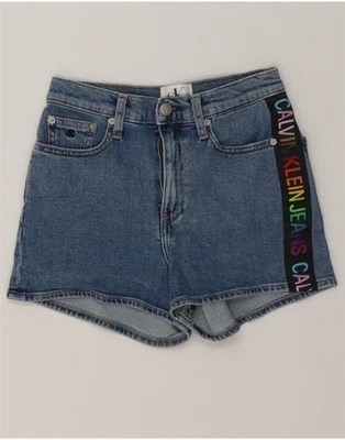 CALVIN KLEIN Womens Graphic Denim Shorts W25 XS Blue Cotton DE27 - Image 1 of 3