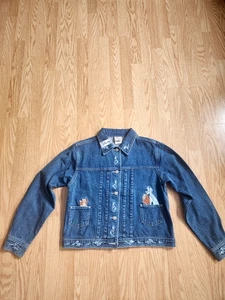 Vintage 90er Damen Disney Lady And The Tramp Jeansjacke bestickt blau Gr. S NEU - Bild 1 von 10
