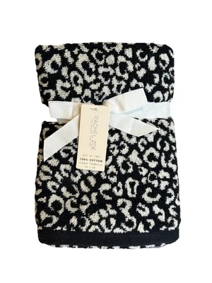 "Juego de toallas de mano Rachel Zoe de 2 piezas con estampado animal de leopardo de 18"" x 30"" nuevas con etiquetas" Foto 1 de 2
