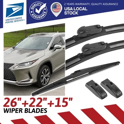 FRONT&REAR Windshield Wiper Blade For Lexus RX450h 2010-2013 Set of 26"&22"&15" - Image 1 of 4