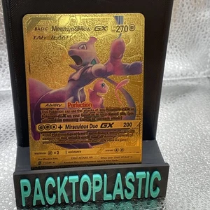 Mewtwo & Mew GX Premium Gold Foil Fan Art Vinyl Collector  Pokemon 71/236 P2 - Picture 1 of 2