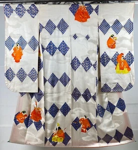 Kimono vintage Japanischer Furisode Kimono No Theater Motiv - Bild 1 von 12