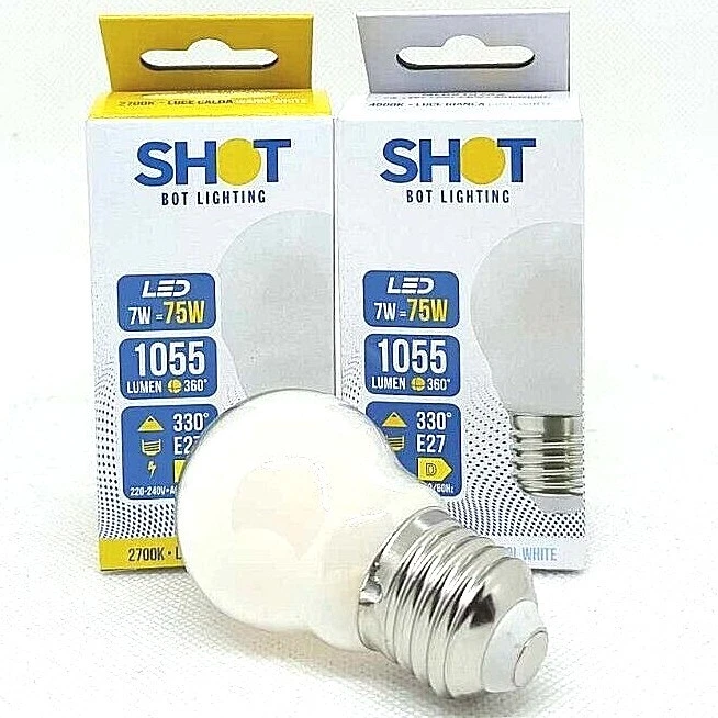 LAMPADINE LED SHOT BOT LIGHTING Sfera E27 7W Filamento Opale Calda Bianca - Immagine 1 di 1