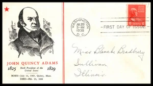 1938 Presidential series Prexy Sc 811-2 6c Adams FDC Linprint cachet (BC - Picture 1 of 1