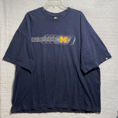 NCAA Michigan Wolverines T Shirt Starter Mens 2XL Solid Blue Short Sleeve Cover