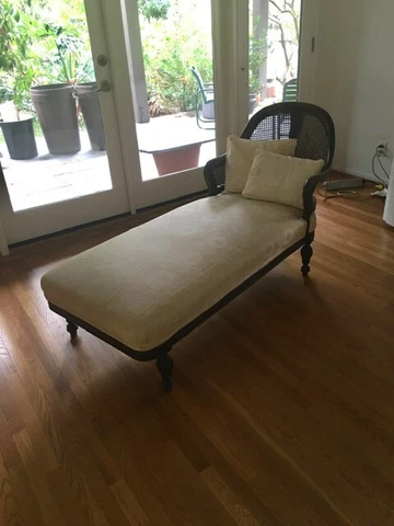 British Colonial Vintage Chaise Lounge ~ Wood Frame with Cane Back Cover