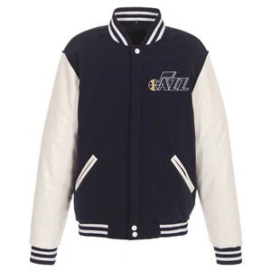 NBA Utah Jazz Wende Fleece Jacke PVC Ärmel Patches Logo Navy - Bild 1 von 5