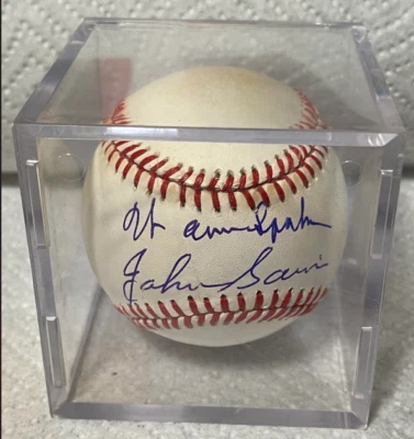 WARREN SPAHN JOHNNY SAIN DUAL SIGNED AUTOGRAPHED BASEBALL OFFICIAL RAWLINGS BALL - Image 1 of 4