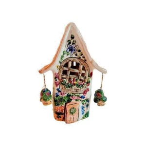 Blue Sky 2000 Heather Goldminc Tea Light House Cottage Flower Cat Candle Holder - Picture 1 of 10