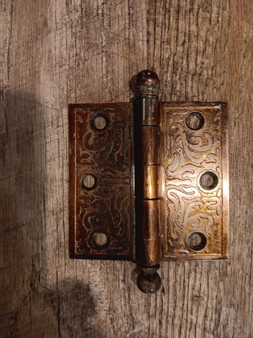 Antique Ornate Eastlake Victorian Ball Pin Door Hinges 3.5" x 3.5" Cover