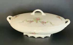 Edwin M Knowles Serving Dish with Lid Roses - Picture 1 of 12