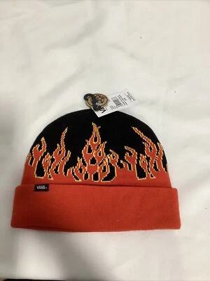 Vans Black and Red Flame Beanie Unisex Size OS - Image 1 of 4