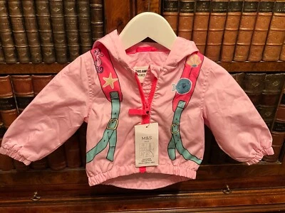 Baby Girls' M & S Pink Shower Resistant Pack-Away Mac - 6-9 Months - New - Image 1 of 4