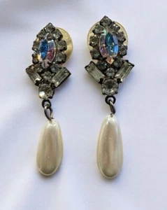 Pendientes colgantes vintage de diamantes de imitación y perlas de imitación - Imagen 1 de 9