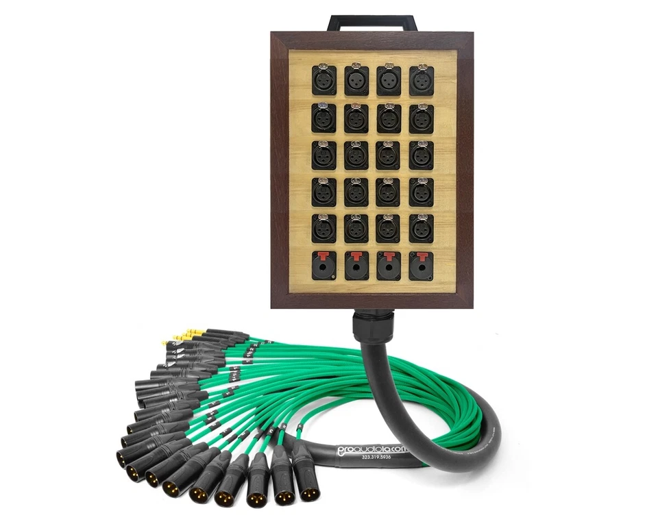 24-Ch Wooden Wall Box | Mogami 2936 & Neutrik Gold | Premium | Green | 5 Feet - Image 1 of 1