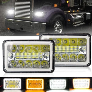 2X DOT Approved 4x6 LED Headlights Beam DRL for Peterbilt Kenworth Freightliner - Picture 1 of 12