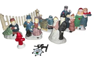 Hand-Painted Ceramic Christmas Village Figurines and Accessories - Picture 1 of 11