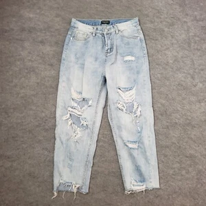 Klom Denim Jeans Damen M Medium Boyfriend High Rise Light Wash Distressed 26x21 - Bild 1 von 9