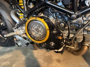 Ducabike Clear Wet Clutch Cover Blk/Gold Ducati Monster 1200S S2R - Picture 1 of 6