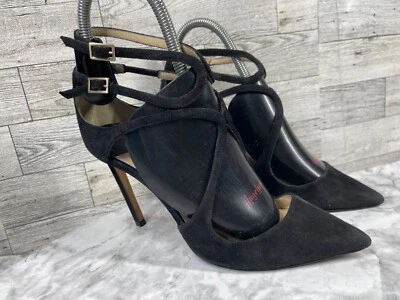 Jimmy Choo Heels Women 36.5/ 6M Shoes Black Suede Strappy Buckle Comfort Pumps - Image 1 of 4