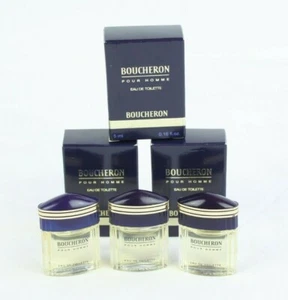 Boucheron Pour Homme Eau de Toilette Men EDT .16 oz Lot of 3 Mini Splash - Picture 1 of 7