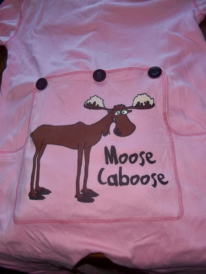 Moose Caboose Long John PJ's Button Flap Pink Lazy One (S) Women's see photos! - Image 1 of 4