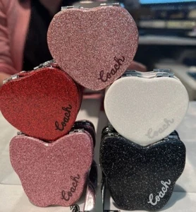 🌸COACH Glitter Butterfly 🦋or Heart ❤️Compact Mirror ~ Pink, Black, Red, White - Picture 1 of 11