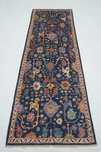 3 x 8 ft Navy Blue Bidjar Afghan Hand knotted Oriental Transitional Runner Rug - Picture 1 of 15