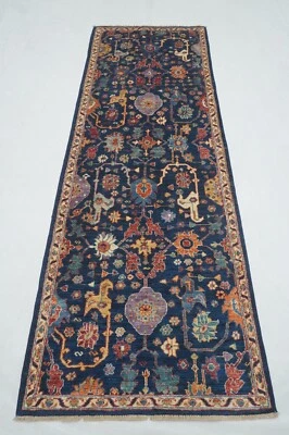 3 x 8 ft Navy Blue Bidjar Afghan Hand knotted Oriental Transitional Runner Rug - Image 1 of 4