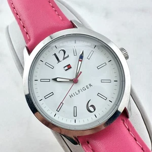 Tommy Hilfiger Watch Women White Dial Pink Leather Band New Battery. TH153395180 - Picture 1 of 16