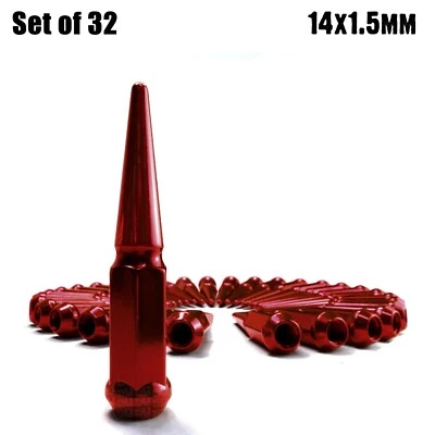 32 RED Steel Spike Lug Nuts 14x1.5 fit GMC 2500 3500 Suburban Hummer H2 8RD4 - Image 1 of 4