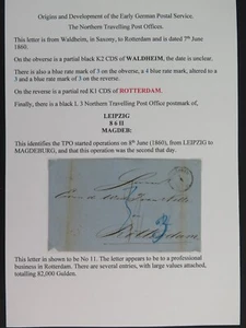 Vorphila German Postal History Waldheim to Rotterdam 1860 TPO - Picture 1 of 8