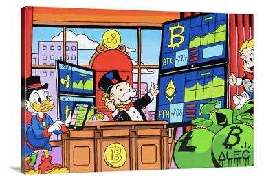 Alec Monopoly Canvas Print Mr Monopoly Richie And Scrooge Crypto Mining Wall Art - Image 1 of 4