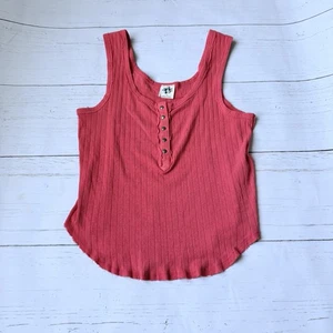WE THE FREE People Bryson Rib Henley Tank Gr. L rot Knopfleiste Tank Boho - Bild 1 von 6