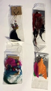 4 extra lange schwarz pink orange türkis grün baumelnde Feder Ohrringe 4 bis 7" neu - Bild 1 von 7