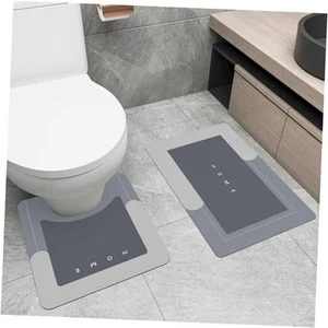 2Pcs Bathroom Mats and Toilet Rugs U Shaped Set, Non-Slip Quick-Dry Toilet Mat - Picture 1 of 7