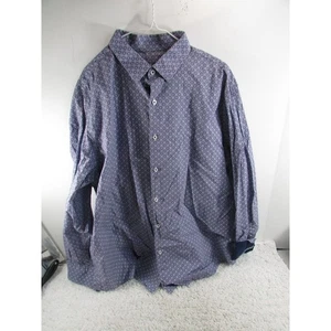 Tasso Elba button down long sleeve shirt XXL 18-18.5 Blue/Red Geometric Design - Picture 1 of 9